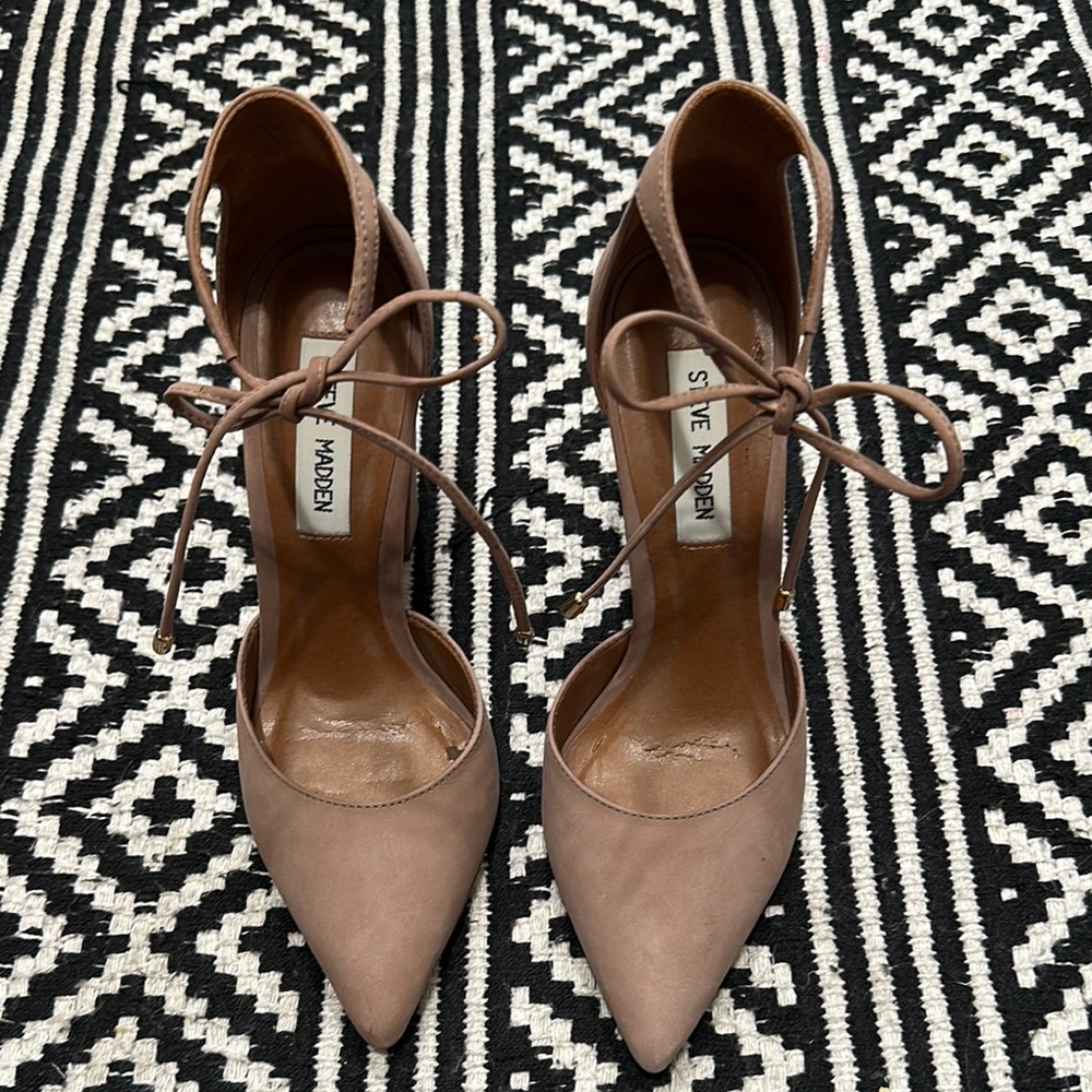 Steve Madden Tan Stiletto Heels with Ankle Straps